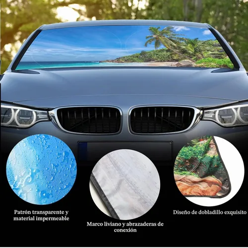 Vista 5 de Parasol plegable para parabrisas de coche, cubreventanas frontales para coche, accesorios para coche, protección contra el calor y los rayos UV