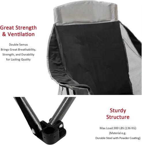 Vista 6 de SUNNYFEEL Silla de campamento acolchada XL de gran tamaño, sillas de campamento plegables resistentes con portavasos y bolsa de transporte, sillas