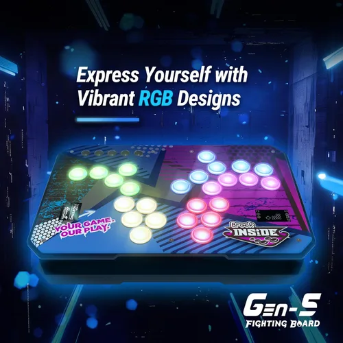 Vista 4 de Brook Gaming GEN 5 - Tablero de combate con cable - Compatible con PS5, PS4, NS, NS2 y PC/latencia ultra baja e iluminación RGB equipada