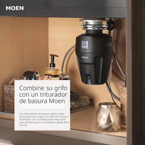Vista 9 de Moen Method Grifo de cocina moderno de una manija extraíble con limpieza eléctrica, cromado, 7585C Cromo