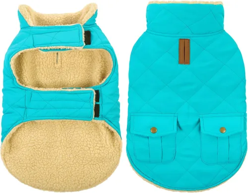 Vista 21 de Queenmore Abrigo de invierno para perro, chaqueta acolchada cálida e impermeable, con forro de felpa, chaleco térmico para clima frío, para perros