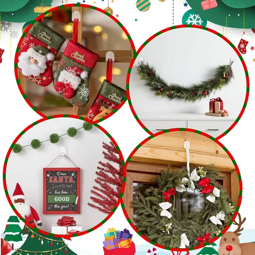 Vista 6 de Ganchos de luz de Navidad, clips transparentes para luces de cadena, ganchos adhesivos de pared transparentes para colgar, pequeños clips adhesivos