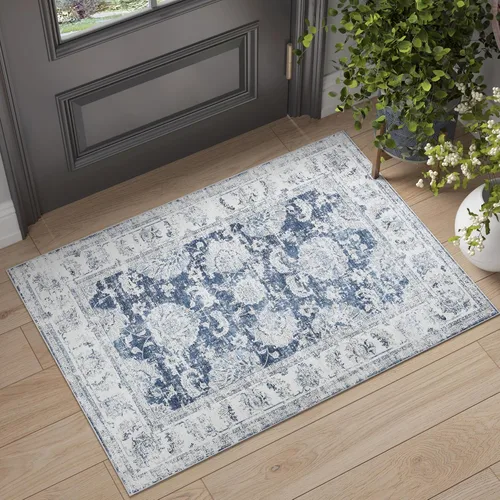 Vista 139 de jinchan Fiora - Alfombra lavable de área pequeña, alfombra de entrada floral de medio círculo de 2 x 3, tapete de media luna de pelo bajo, suave