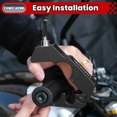 Vista 3 de Cerradura de motocicleta, casco antirrobo, bloqueo de freno y manillar, universal para motocicletas, cuatrimotos, motos de cross, ciclomotores, Negro