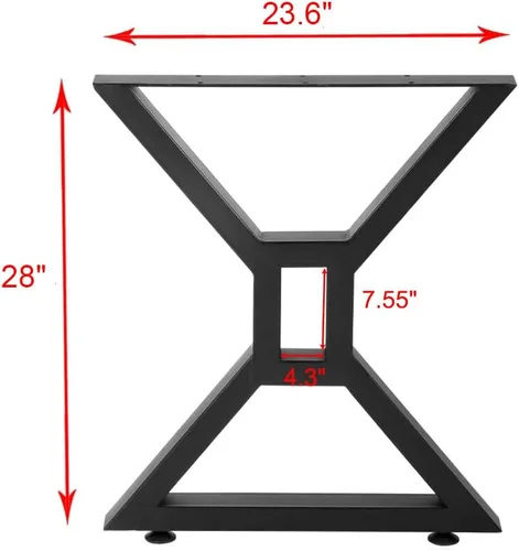 Vista 3 de Patas de metal para mesa, patas de escritorio y muebles resistentes, juego de 2 industriales modernos (28 pulgadas de altura, 23.6 pulgadas de ancho)