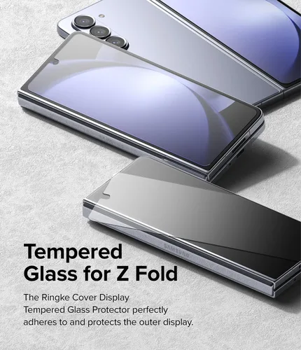 Vista 4 de Ringke Protector de pantalla de vidrio templado compatible con Samsung Galaxy Z Fold 5 para pantalla exterior, protector de pantalla de vidrio