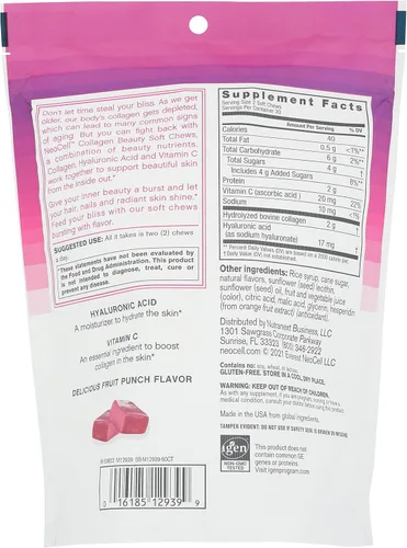 Vista 2 de NEOCELL Fruit Punch Beauty Burst - Masticables de colágeno, 2000 mg, 60 CT