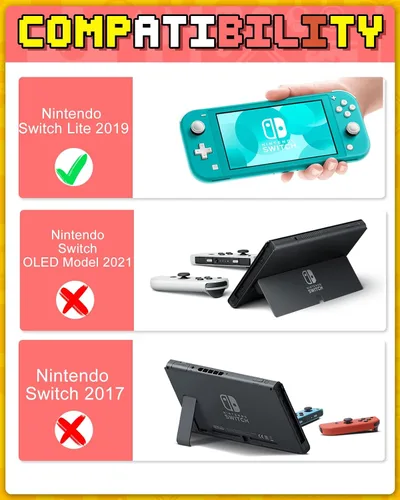 Vista 2 de Xinocy for Nintendo Switch Lite 7 in 1 Storage Accessories Kit with Travel Carrying Case+Switch Lite Protective Cover+Game Case
