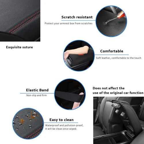 Vista 4 de Funda para reposabrazos de consola central de automóvil para Dodge Journey 2011 2012 2013 2014 2015 2016 2017 2018 2019 2020 cuero antiarañazos