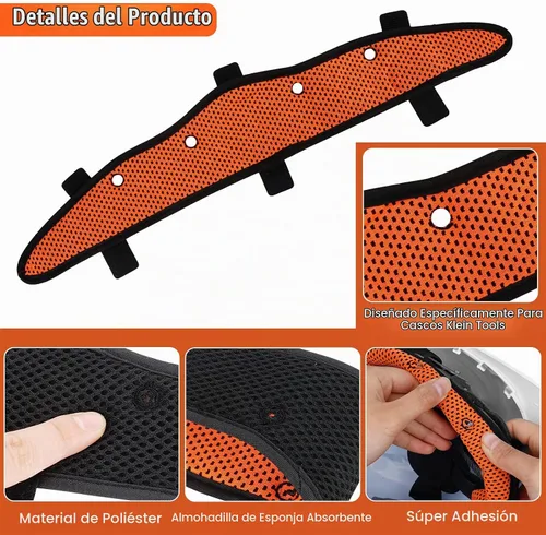 Vista 4 de BATVOX 9 unidades lavables y reutilizables para casco – Forro de algodón para casco de edredón