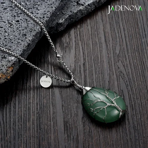 Vista 6 de JADENOVA Collar de cristal curativo para mujer, colgante de árbol de la familia, con alambre envuelto en alambre y colgante de lágrima curativa