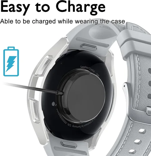 Vista 6 de Funda de reloj 2 en 1 para Samsung Galaxy Watch 6 Classic de 1.850 in (SM-R960), cubierta protectora de policarbonato con anillo bisel de diamantes