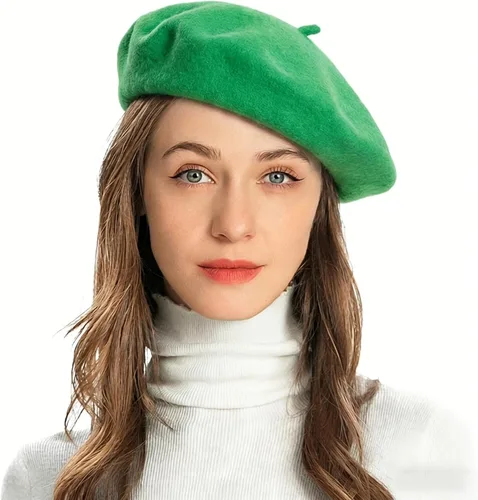 Vista 36 de ZLYC Boina Francesa de Lana Sombrero Color Sólido Gorra Boina para Mujeres y Niñas Amarillo básico