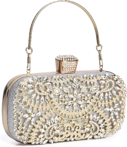 Vista 4 de fannos Bolso de mano dorado con diamantes de imitación bolso de mano dorado con diamantes de imitación bolso de mano dorado para mujeres y mujeres