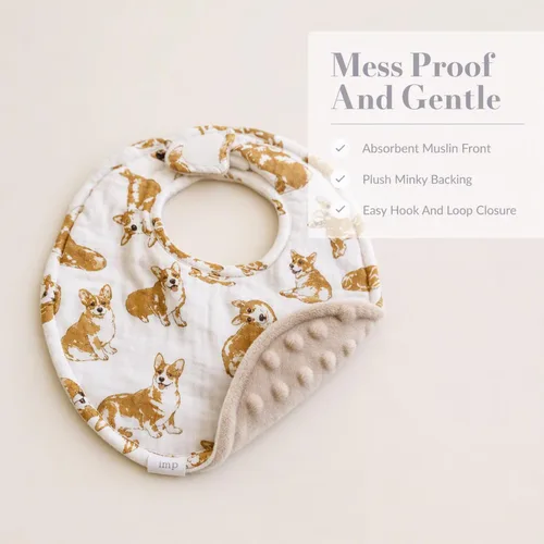 Vista 5 de Mud Pie Babero y oruga con estampado de perro Bulldog, Corgi