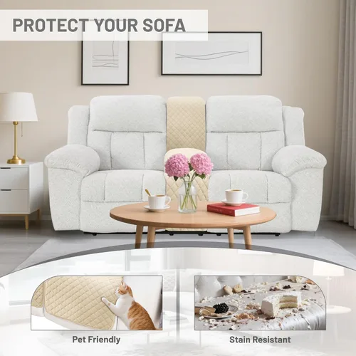Vista 2 de Fundas para sofá modular reclinable, de terciopelo en forma de L, funda de consola central para perros y mascotas, lavable antideslizante, 1 funda