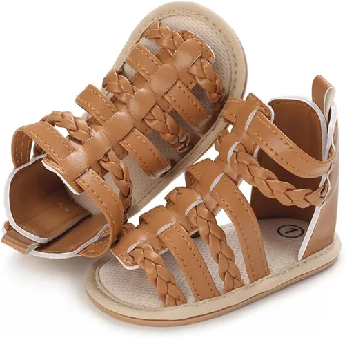 Vista 4 de LAFEGEN Sandalias de verano para bebés niños y niñas, 2 correas, antideslizantes, suela suave, zapatos de playa para bebés, zapatos de cuna