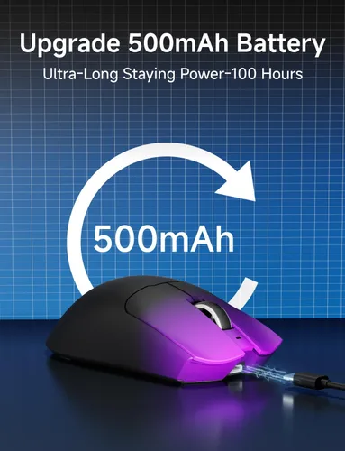 Vista 6 de Mouse inalámbrico para juegos S9 Pro, mouse ergonómico de computadora 59G, modos triples, sondeo de 8K, DPI de 26 K, sensor óptico PAW3395