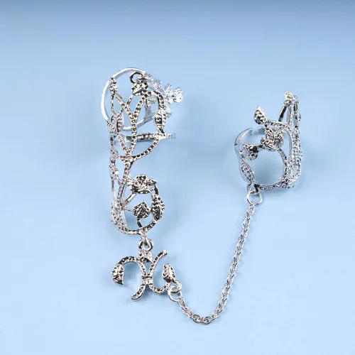 Vista 3 de Anillo de dedo ajustable estilo punk gótico vintage, anillo completo y de dos dedos para mujer