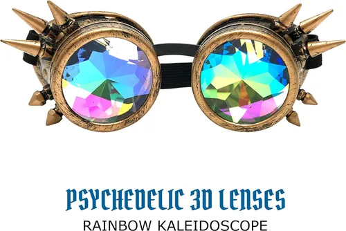 Vista 2 de UMBRELLALABORATORY Gafas de cristal arcoiris caleidoscopio rave gafas steampunk accesorios