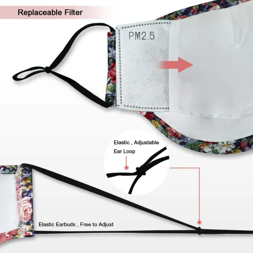 Vista 4 de Máscara antipolvo, mascarilla bucal de algodón PM2.5 lavable y reutilizable, Protección contra el germen de la gripe, Máscara de respirador