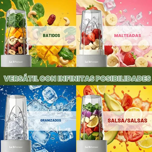 Vista 9 de La Reveuse Licuadora personal de 1000 vatios para batidos, batidos, gris
