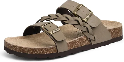 Vista 16 de KIDMI Sandalias con plantilla de corcho para mujer con soporte de arco, cómodas sandalias deslizantes con hebilla ajustable para el verano