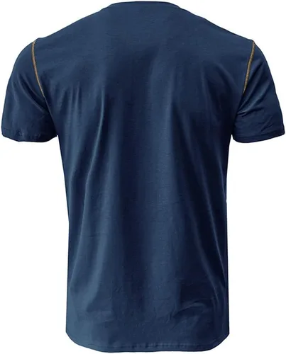 Vista 4 de Aulemen Camisas Henley de manga corta para hombre, estilo casual, ligeras, ajustadas, con botones, básicas, con bolsillo