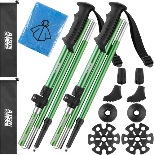 Vista 14 de AISUNOURDOOR Bastones de senderismo ajustables y ligeros, bastones de aluminio plegables para viajes, senderismo o caminatas para mujeres y niños