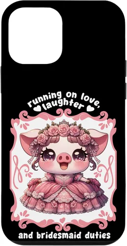 Vista 12 de iPhone 15 Lindo cerdo dama de honor roba corazones en el caso de despedida de soltera