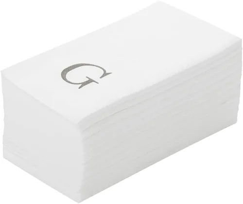 Vista 31 de Luxenap Toallas de invitados de tacto de lino de 15.8 X 7.9 pulgadas, 50 toallas de mano con letras - Letra dorada "S", fuente sans serif