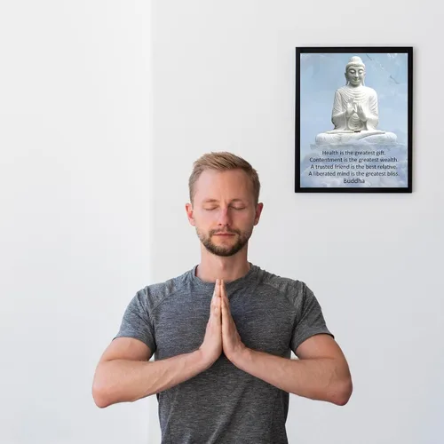Vista 4 de La salud es el mejor regalo – Arte de pared inspirador espiritual de Buda, budismo afirmaciones positivas, decoración de pared para decoración