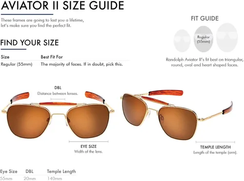 Vista 3 de Randolph USA Navigator Aviator II Gafas de sol auténticas para hombres polarizadas 100% UV