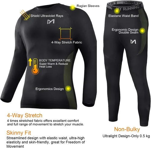 Vista 3 de MEETYOO - Conjunto de ropa interior térmica para hombre, pantalones largos deportivos, capa base