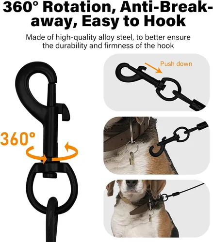 Vista 4 de Correas resistentes para perros a prueba de mordidas y cómodo mango acolchado de 4/5/6 pies, cuerda de seguridad de metal de acero con hebilla