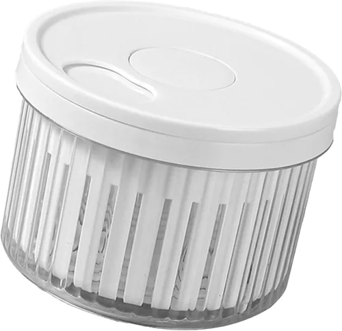 Vista 9 de Caja de almacenamiento de cebolleta de plástico multifuncional, forma redonda de contenedor de verduras de frutas, amplia aplicación para cocina
