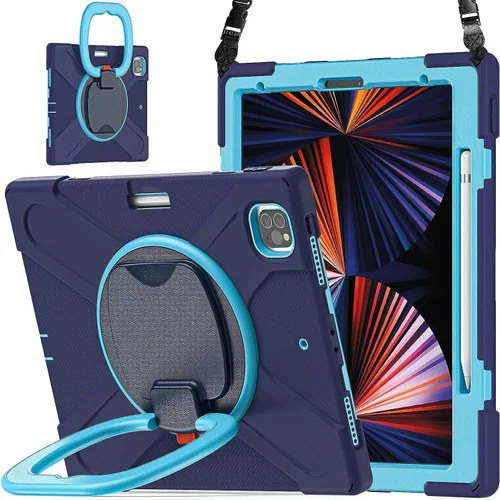 Vista 12 de Funda para iPad Air de 3ª generación – Funda resistente para niños con soporte giratorio, soporte para lápices y correa de transporte para iPad