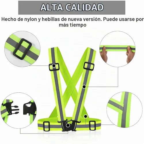 Vista 3 de Chaleco reflectante - Chaleco reflectante para correr, chaleco reflectante para correr con correas de seguridad, reflector de alta visibilidad Kit