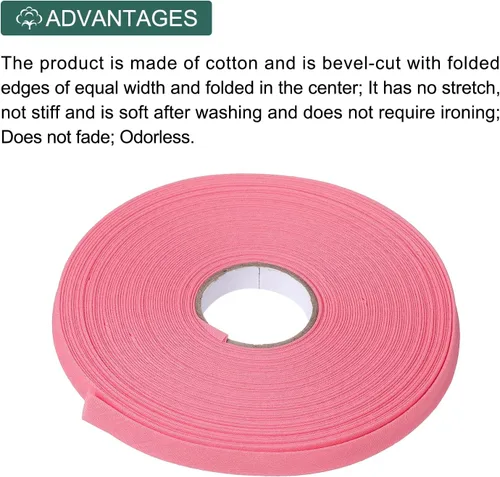 Vista 216 de MECCANIXITY Cinta al bies de doble pliegue de 1/2 pulgada de poliéster continuo a granel para costura, costura, dobladillo, encuadernación y Beige