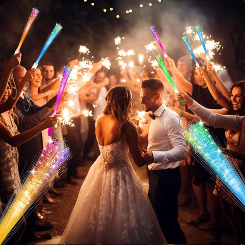 Vista 3 de SHQDD 100 varitas de fibra brillante, varitas de luz LED, suministros de fiesta que brillan en la oscuridad, varitas de fibra óptica, palos