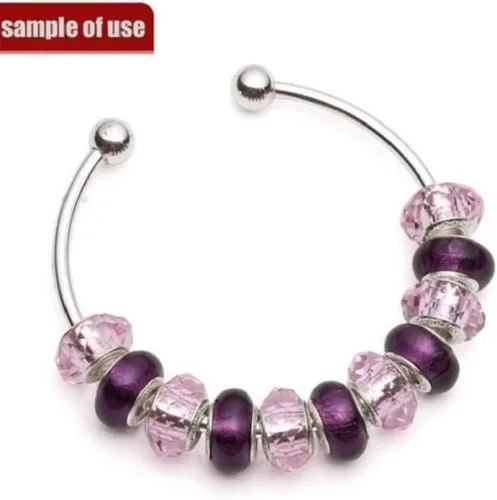 Vista 7 de RUBYCA 10 pulseras de plata blanca chapada en plata blanca con forma de tornillo, para bricolaje