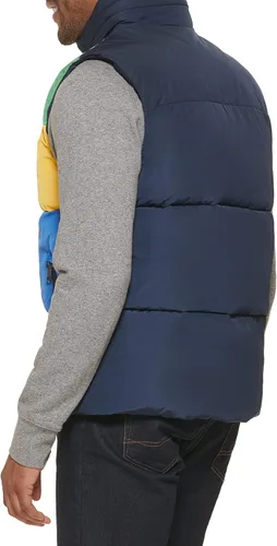 Vista 4 de Tommy Hilfiger Chaleco acolchado con cuello alto para hombre grande verdeamarilloazul Verde amarillo azul L