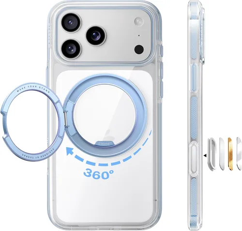 Vista 10 de TORRAS Funda con soporte magnético 360 para iPhone 17 Pro, ultra transparente, [compatible con MagSafe] [protección de grado militar 4X], funda