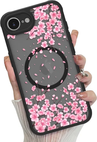 Vista 74 de Funda magnética para iPhone 17 Pro [compatible con MagSafe], bonita funda de moda con estampado de leopardo negro, translúcida, mate, parte trasera
