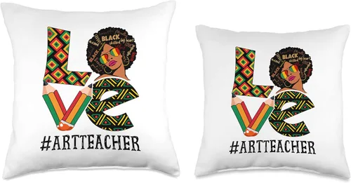 Vista 3 de Art Teacher Afro Love African American Black History Month Throw Pillow