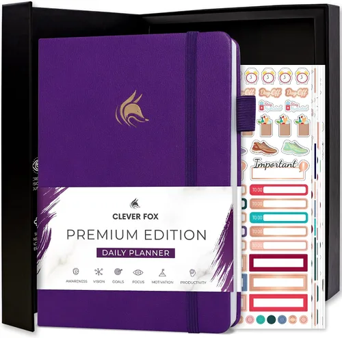 Vista 10 de Clever Fox Agenda Diaria, edición superior. - Planificador diario de lujo con horario por hora, organizador personal, diario de productividad