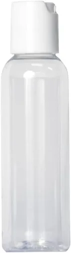 Vista 3 de TSA - Botellas vacías de plástico transparente de 2 onzas con tapa superior de disco blanco, sin BPA, juego de 6, tamaño de viaje de 2 onzas
