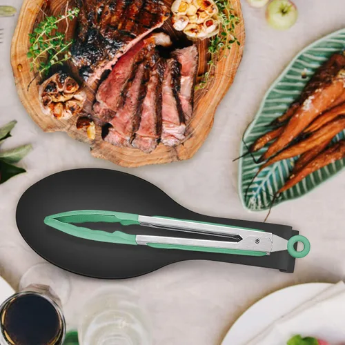 Vista 6 de LIANYU Soporte para cuchara negro para encimera de cocina, espátula de acero inoxidable, soporte para utensilios de cuchara y cucharón apto