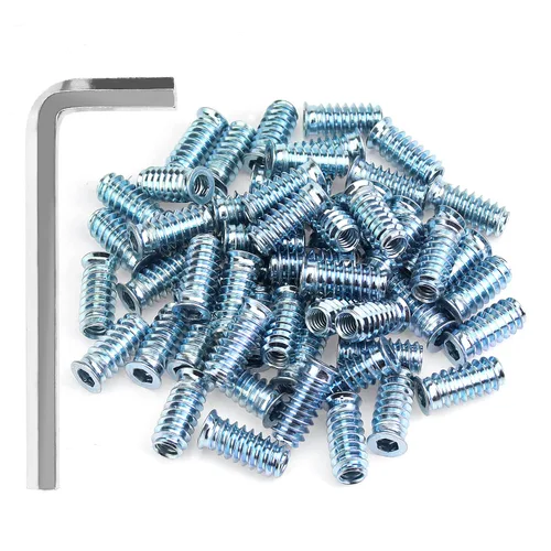 Vista 14 de Insertos roscados de 1/4-20, insertos de madera, insertos roscados de acero para tornillo de muebles de madera, kit de 145 piezas de insertos