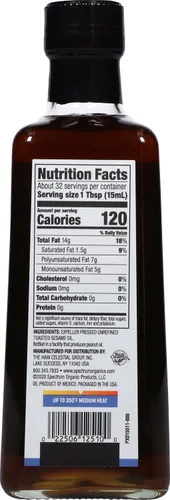Vista 2 de Spectrum Culinary, Aceite de sésamo tostado, sin refinar, 16 onzas (paquete de 12)